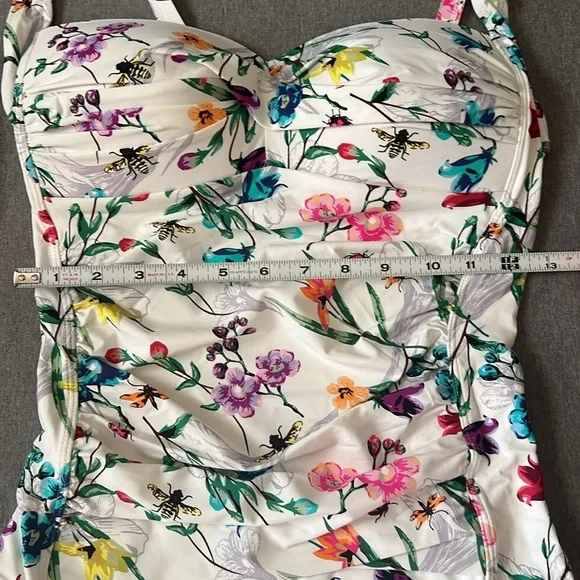Betsey Johnson One Piece Bandeau Swimsuit Botarical Floral print size Med NWT - Picture 6 of 10